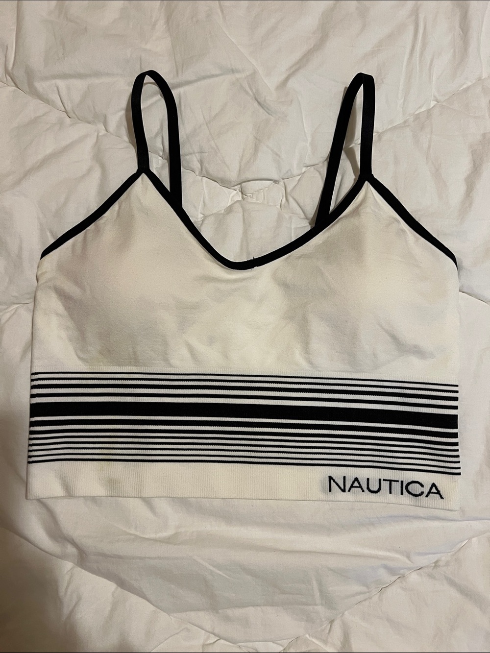 Nautica White padded Sport top with Black Striped Band